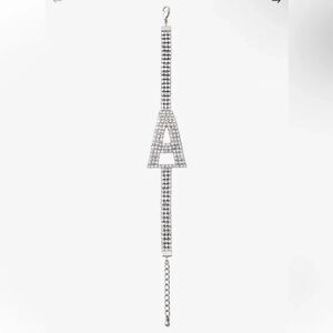 Rhinestone Alphabet Letter Bracelet - Silver- letters E, L, S